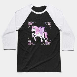 cute little unicorn character with butterfly wings pink Baseball T-Shirt